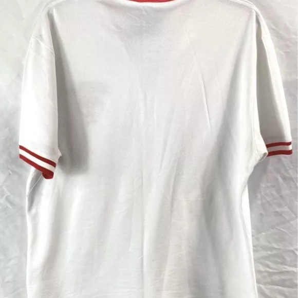 Moschino White and Red Polo Shirt with Striped Collar and short sleeves - Picture 2 of 5